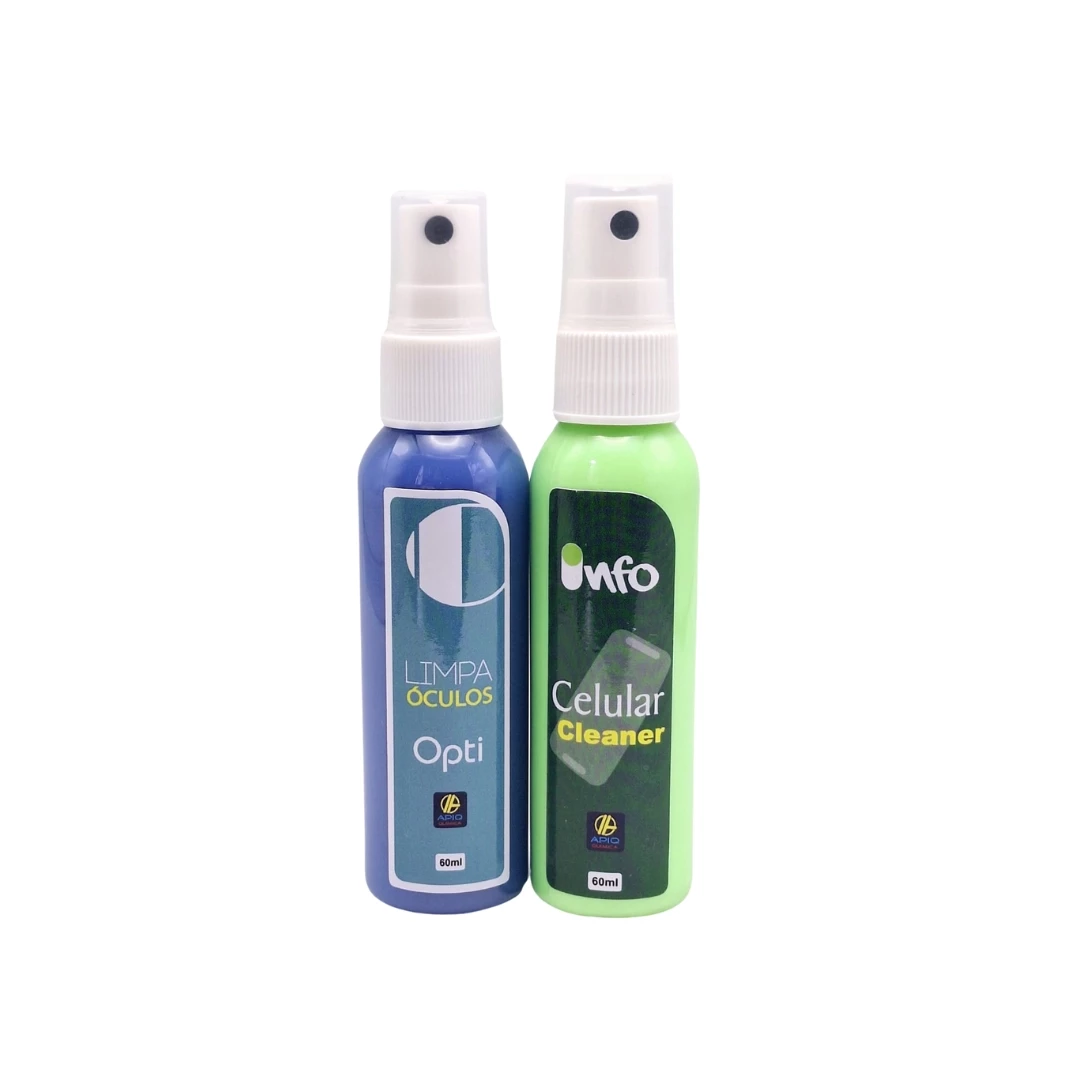 Kit- Apiq Opti- limpa Óculos Azul60 ml+ Apiq Celular - Limpa Celular Tradicional 60 ml  