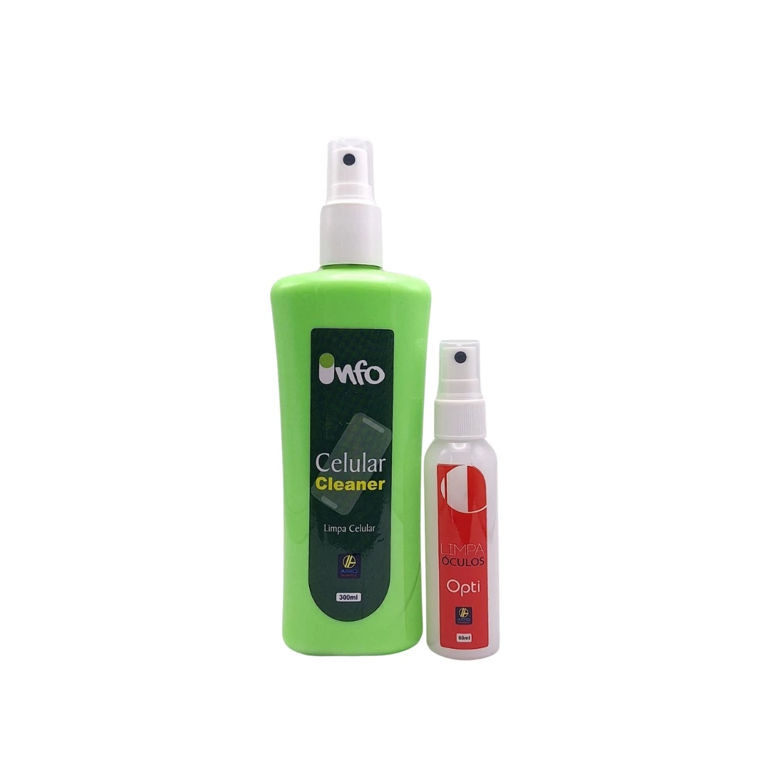 Kit- Apiq Opti- limpa Óculos branco 60 ml+ Apiq Celular - Limpa Celular 300 ml  